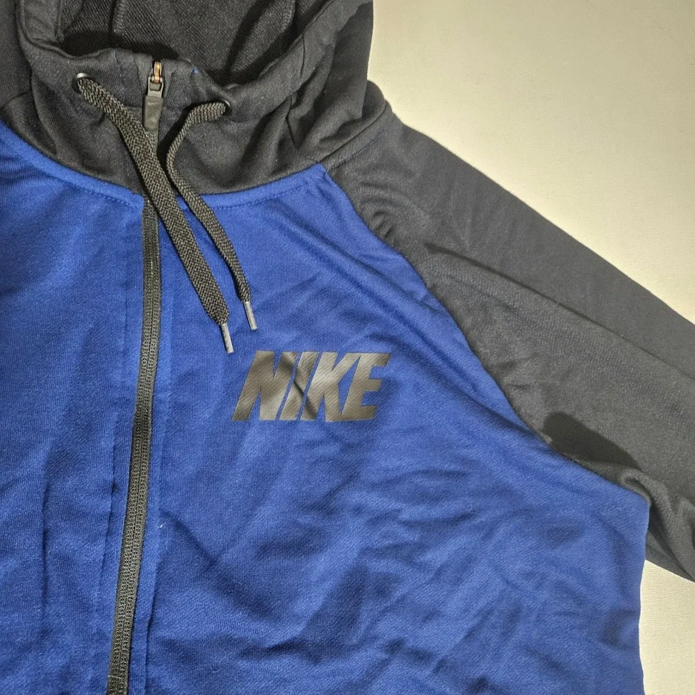 Nike Dri-FIT Mens Full Zip Hoodie Blue Black Colorblock Jacket L 931792 478